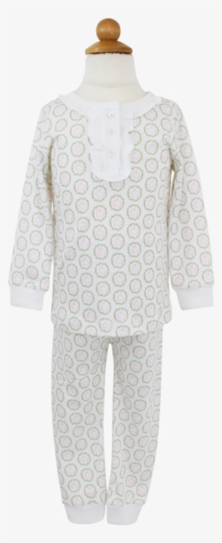 Alden Ruffled Button Placket Two-piece Pajama Set - Pajamas