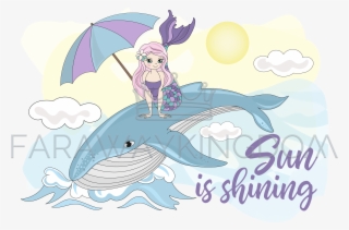 Whale Mermaid Tropical Sea Vacation Vector Illustration - Vector Graphics