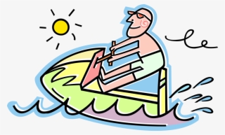 Vector Illustration Of Personal Watercraft Water Sports - Jet Ski Clip Art