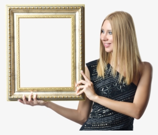 Woman Holding Frame - Holding Frame Png