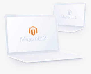 Laptops With Magento And Magento2 Logo Illustration - Sign