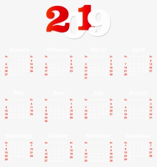 2019 Calendar White Transparent Png Clip Art