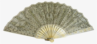 Antique Victorian Hand Fan Tulle And Sequins - Hand Fan Victorian Png
