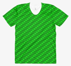 Neon Wavy Lines Green Women's Crew Neck T-shirt - Shirt