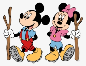 Vector Library Library Hike Clipart - Mickey And Minnie Hiking