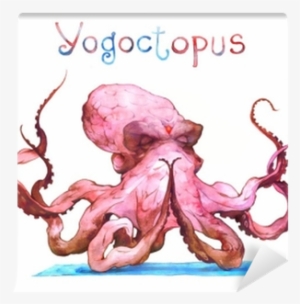 Watercolor Illustration Of A Meditation Octopus Wall - Illustration