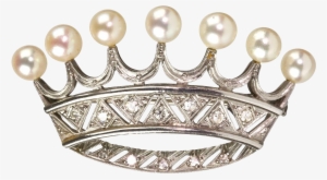 Vector Free Stunning Vintage French Platinum Diamond - Pearl Crown Png