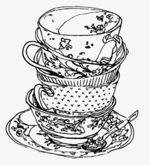 Drawn Tea Cup Victorian - Line Art