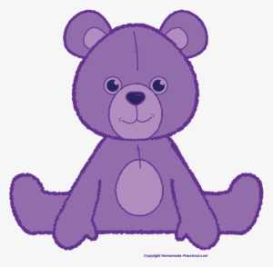 Teddy Bear Waving Brown - Purple Teddy Bear Clipart