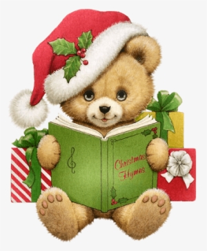 Christmas Bear With Book Transparent Png Clipart - Christmas Teddy Bear Clipart