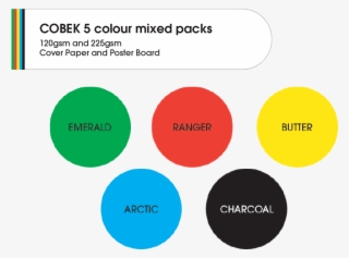 Cobek 5 Colour Mixed Pack 120gsm - Diagram