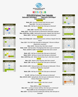 18-19 Kids Club Calendar