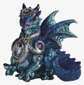 Blue Baby Dragon In Gem Armour Statue - Figurine
