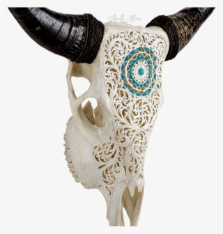 Carved Cow Skull // Xl Horns - Cow Skull Carving