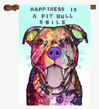 Happiness Is A Pit Bull Smile Pit Bull Flag Featuring - Dean Russo Pitbull Smile