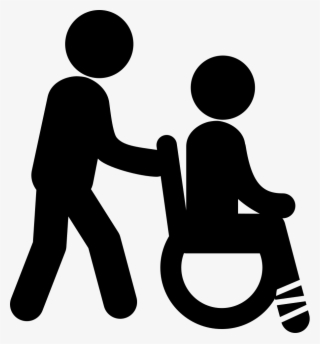 Man Pushing A Wheels Chair With Person Sitting On It - Care Of The Elderly Png