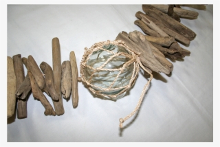 Driftwood Garland With Glass Buoys - Wood
