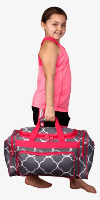 10 Year Old Girl With Big Kids Duffle Bag - Hand Luggage