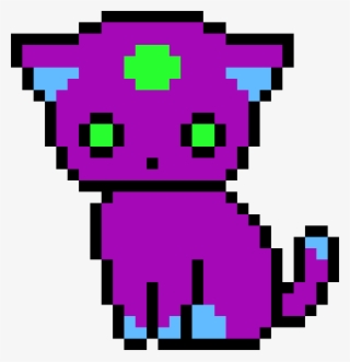 Purple Pixel Cat - Unicorn Kitty Pixel Art