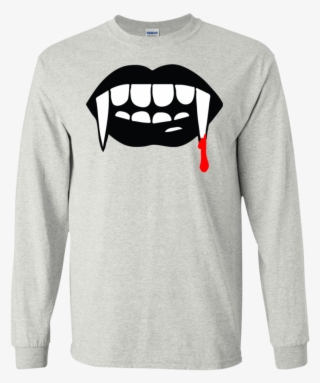 Black Vampire Fangs Halloween Ls T Shirt - Long-sleeved T-shirt