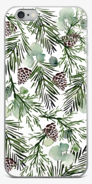 Christmas Tree Leaves Phone Case - Winter Watercolor Phone Background