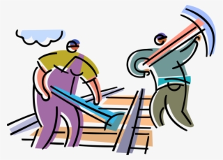 Vector Illustration Of Railway Construction Workers - Cartoon