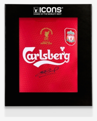 Steven Gerrard Front Signed Liverpool 2004-05 Home - Carlsberg