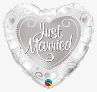 Silver Just Married Hearts Foil Balloon - Balloon