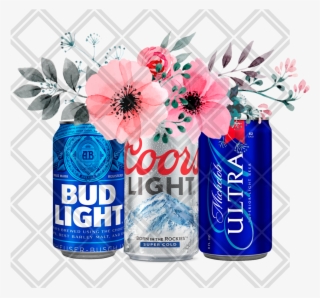 Beer Flower Blue Bottle Ultra Coors Light Bid Ligh - Traditional Anniversary Gifts By Yeae