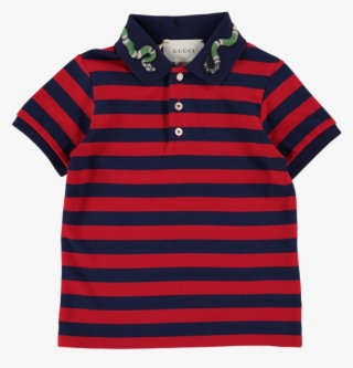 Picture Of Short Sleeved Snake Applique Stripe Polo - Gucci Polo Png