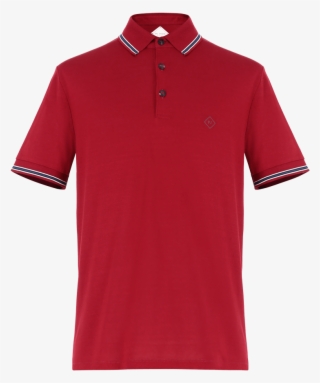 Red Cotton Polo With Knit Collar - Pique Skjorte Rød