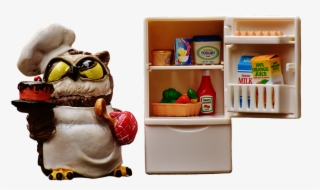 Owl, Bake, Cook, Refrigerator, Figure, Cute, Funny - Cute Refrigerator Png