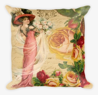 Vintage Rose Lady Pillow - Cushion