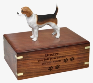 Beagle Figurine Wood Urn For Pet Dog W/ Breed Figurine - Pug Pet Urns