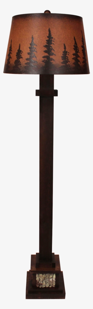 Aspen Square Wooden Floor Lamp With Poplar Bark Accent- - Lamp