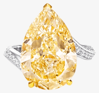 Top View Of A Graff Pear Shape Yellow Diamond Ring - Engagement Ring