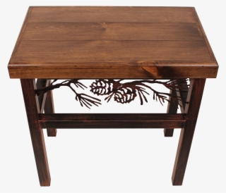 Rectangle End Table With Pine Cone Accent - Coffee Table