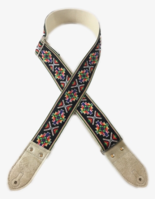 Black & Cream Southwest Vintage Ribbon Guitar Strap - Belt