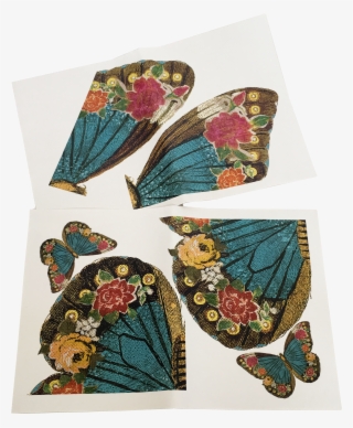Turquoise & Pink Large Butterfly Collage Sheets - Motif