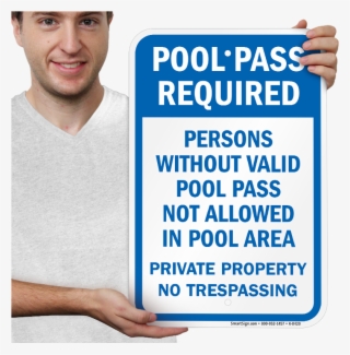 Persons Without Valid Pool Pass Not Allowed Sign - Sign