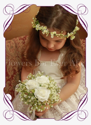 Silk Artificial White Wedding Flower Girls Posy Bouquet - Bouquet