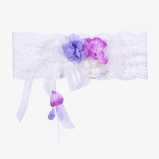 Headband In Lace With Flowers And Ribbons - Moth Orchid