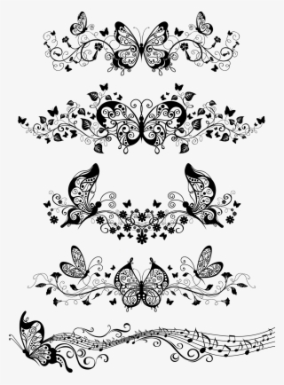Floral With Butterflies Vector - Butterfly Ornaments Vector