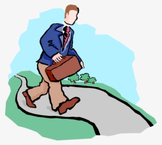 Vector Illustration Of Businessman With Briefcase Taking - Sitting