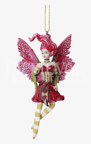 Poinsettia Fairy Hanging Ornament - Redhead Poinsettia Fairy Ornament