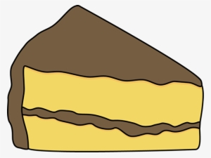 Slice Of Yellow Cake With Chocolate Frosting Clip Art - Slice Of Cake Clip Art