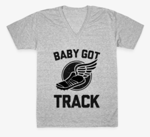 Baby Got Track V-neck Tee Shirt - Puppy Bowl Shirt