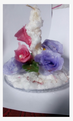 Snow Effect Decorative Candle - Garden Roses