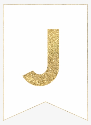 J Gold Alphabet Banner Letter - Letter