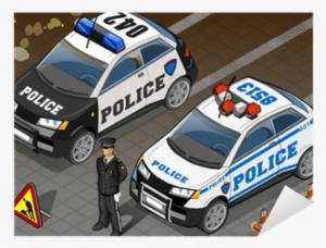 Two Isometric Police Car In Front View Sticker • Pixers® - Car